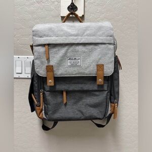 EDDIE BAUER DIAPER BAG FIRST ADVENTURE BACKPACK INSULATED TRAVEL GREY NWOT